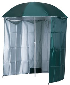 Chapéu de Sol de Praia com Painel Lateral Ø220x220 cm com Manivela Manual 8 Hastes de Aço e Bolsa de Transporte Verde