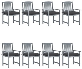 vidaXL Cadeiras de jardim c/ almofadões 8 pcs acácia maciça cinzento