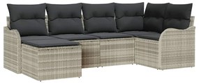 Conjunto de Sofá de Jardim vidaXL 6 Peças com Almofadas Cinza Claro Vi