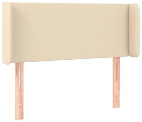 Cabeceira de cama c/ luzes LED tecido 103x16x78/88 cm cor creme
