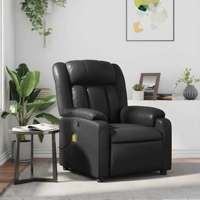 Poltrona de massagens reclinável couro artificial preto