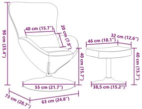 Cadeira de Ovo vidaXL com Puff Veludo Rosa