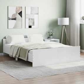 vidaXL Estrutura de cama com cabeceira e pés 135x190 cm branco