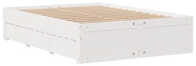 Cama com estante sem colchão 140x200 cm pinho maciço branco