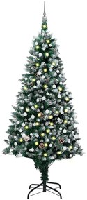 vidaXL Árvore Natal artificial pré-iluminada c/ bolas e pinhas 240 cm