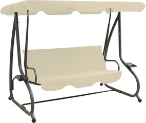 vidaXL Baloiço de jardim com toldo branco areia