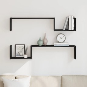 Prateleira de Parede vidaXL 2 pcs Carvalho Preto 100x15x70 cm Madeira