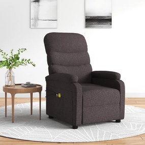 vidaXL Poltrona de massagens elétrica tecido castanho-escuro