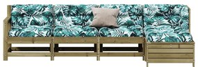 5 pcs conjunto lounge de jardim c/ almofadões pinho impregnado