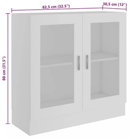 Armário vitrine 82,5x30,5x80 cm derivados de madeira branco