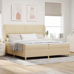 Cama Box Creme vidaXL com Colchão 200x200 cm Tecido