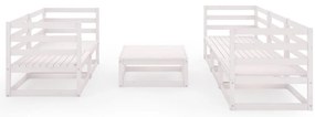 6 pcs conjunto lounge de jardim pinho maciço branco