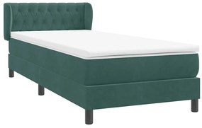 Cama com molas/colchão verde-escuro 80x220 cm veludo