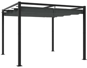 vidaXL Gazebo de jardim com teto retrátil 3x3 m aço antracite