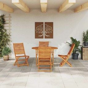 Conjunto de Móveis de Jardim Manual 5 pcs Madeira Natural