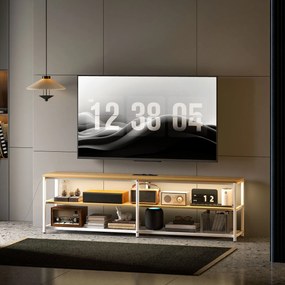 Móvel de TV Estilo Industrial Móvel de TV para Sala de Estar com Luzes