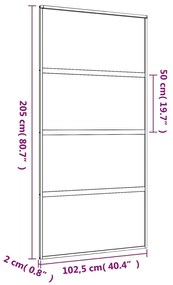 Porta deslizante 102,5x205 cm vidro ESG fosco/alumínio dourado