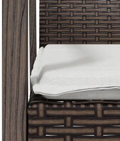 3 pcs conjunto de jantar p/ jardim c/ almofadões vime PE e aço