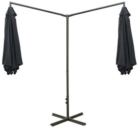 Guarda-sol de jardim duplo com poste de aço 600 cm antracite