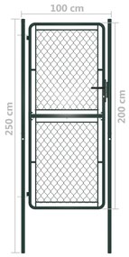 Portão de jardim 100x200 cm aço verde