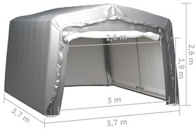 Tenda de armazenamento 370x370 cm aço cinzento