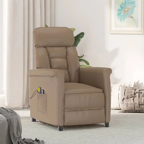 vidaXL Poltrona massagens reclinável elétrica couro artif. cappuccino