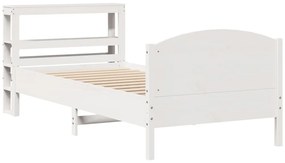 Cama sem colchão 90x200 cm madeira de pinho maciça branco