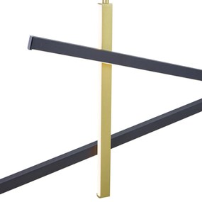 Candeeiro suspenso de design X preto com dourado incluindo LED regulável em 3 níveis - Joy Moderno