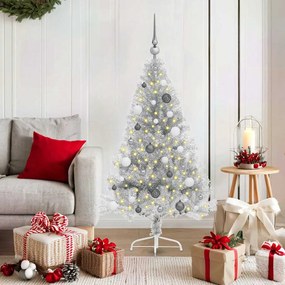 vidaXL Árvore de Natal Artificial Pré-iluminada Prateado 150 cm PET