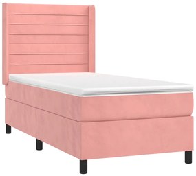 Cama com molas/colchão 80x200 cm veludo rosa