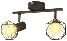 Candeeiro estilo industrial com 2 lâmpadas de filamento LED preto