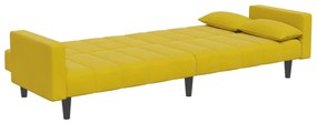 Sofá-cama 2 lugares c/ apoio de pés veludo amarelo