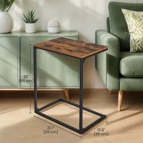 Mesa apoio de sofá pequena 55 x 35 x 66 cm Castanho vintage-preto