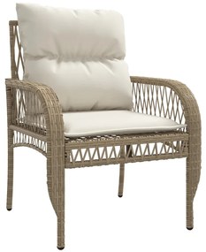 4 pcs conjunto de sofás para jardim c/ almofadões vime PE bege