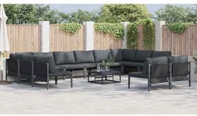 Conjunto de Sofá de Jardim 12 pcs Antracite Aço