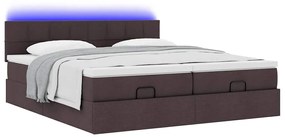 Estrutura de cama otomana com colchões tecido castanho escuro