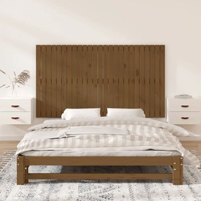 Cabeceira de parede 159,5x3x90 cm pinho maciço castanho-mel