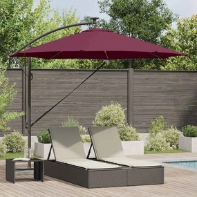 vidaXL Guarda-sol de Bananeira Cantilever com bloqueio Vermelho bordô
