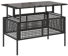 4 pcs conj. sofás p/ jardim c/ almofadões vime PE/vidro preto