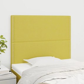 vidaXL Cabeceira de cama 2 pcs tecido 80x5x78/88 cm verde