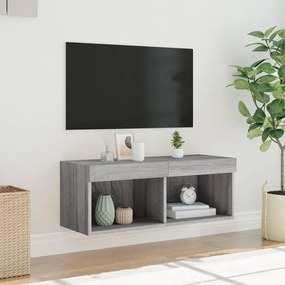 Móvel de TV com luzes LED 80x30x30 cm cinzento sonoma