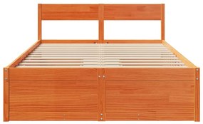 Cama sem colchão 120x190 cm madeira pinho maciça castanho-mel