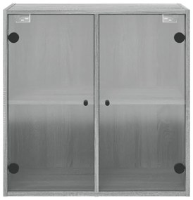 Armário de parede c/ portas de vidro 68x37x68,5 cm cinza sonoma