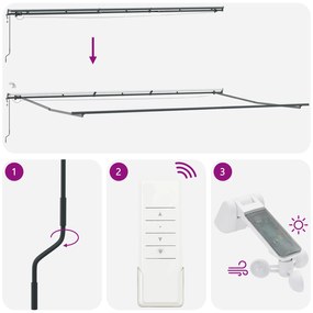 Toldo Retrátil Automático vidaXL com LED Cinzento-claro 600x300 cm