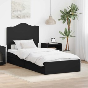vidaXL Cama com Armazenamento Preto 90 x 190 cm Madeira processada