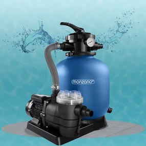 Sistema de filtragem de areia Piscinas 13200 l/h com pré-filtro e depósito XXL azul / preto
