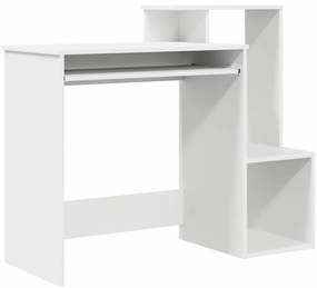 Mesa de Computador Branca Branca Aglomerado Padrão Armazenamento