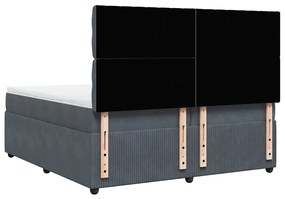 Cama com molas/colchão 200x200 cm veludo cinzento-escuro