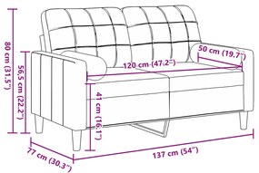 Sofá 2 lugares + almofadas decorativas 120cm veludo cinza-claro