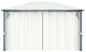 Gazebo com cortina 400x300 cm alumínio creme